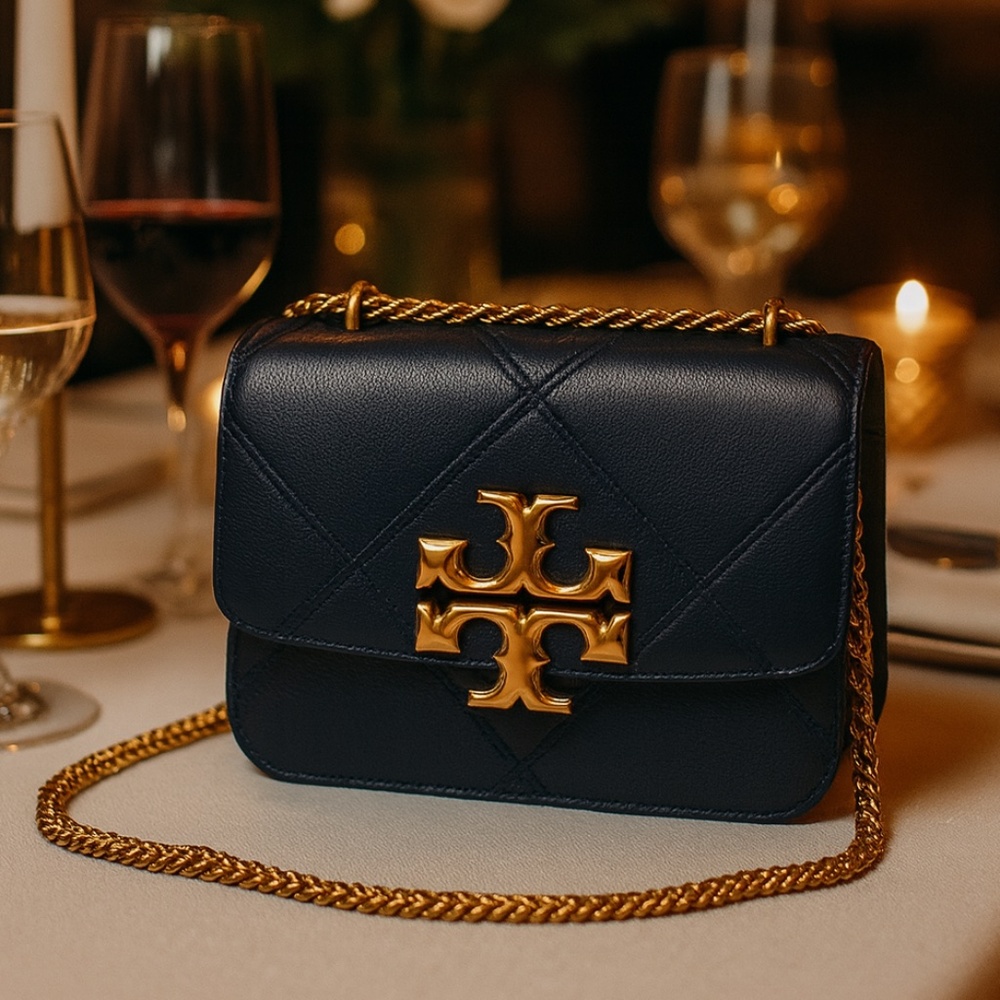 NEW Tory Burch Eleanor Royal Navy Quilted Leather Shoulder/Crossbody Bag - AUTH